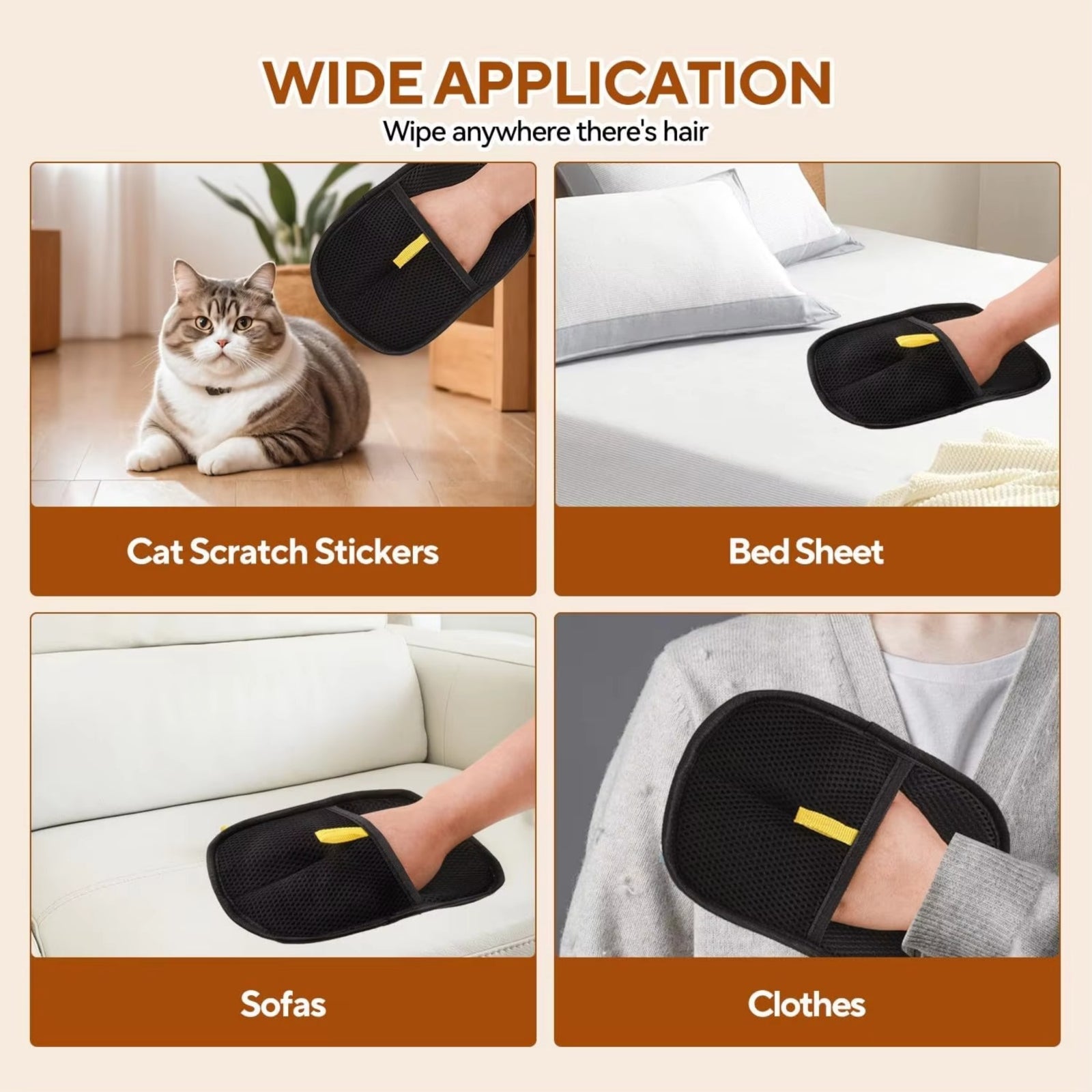 Electrostatic Pet Hair Removal Gloves Brush , Double-Sided Pet Grooming Glove